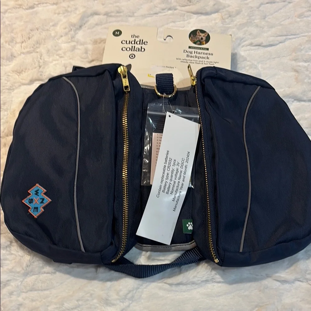 Dog Backpack Harness - Cuddle Collab with Baloo & Pan - M - Navy. NWT